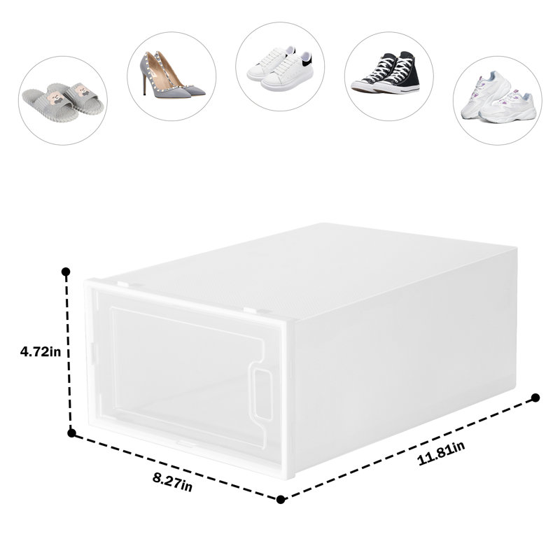12 Pair Stackable Shoe Storage Box, White