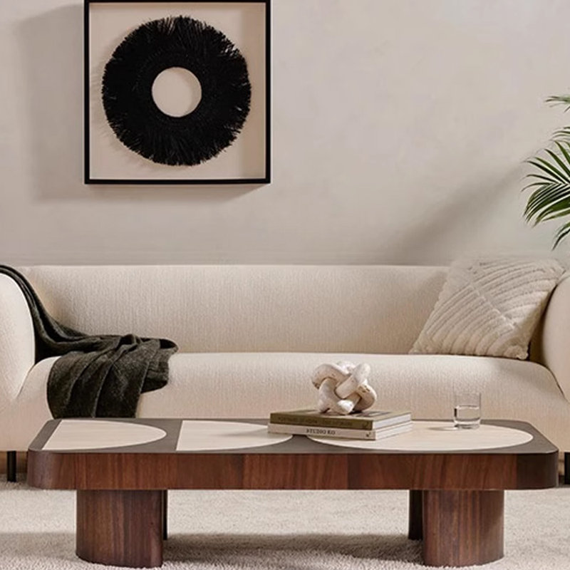 Table basse moderne en bois massif de style wabi-sabi