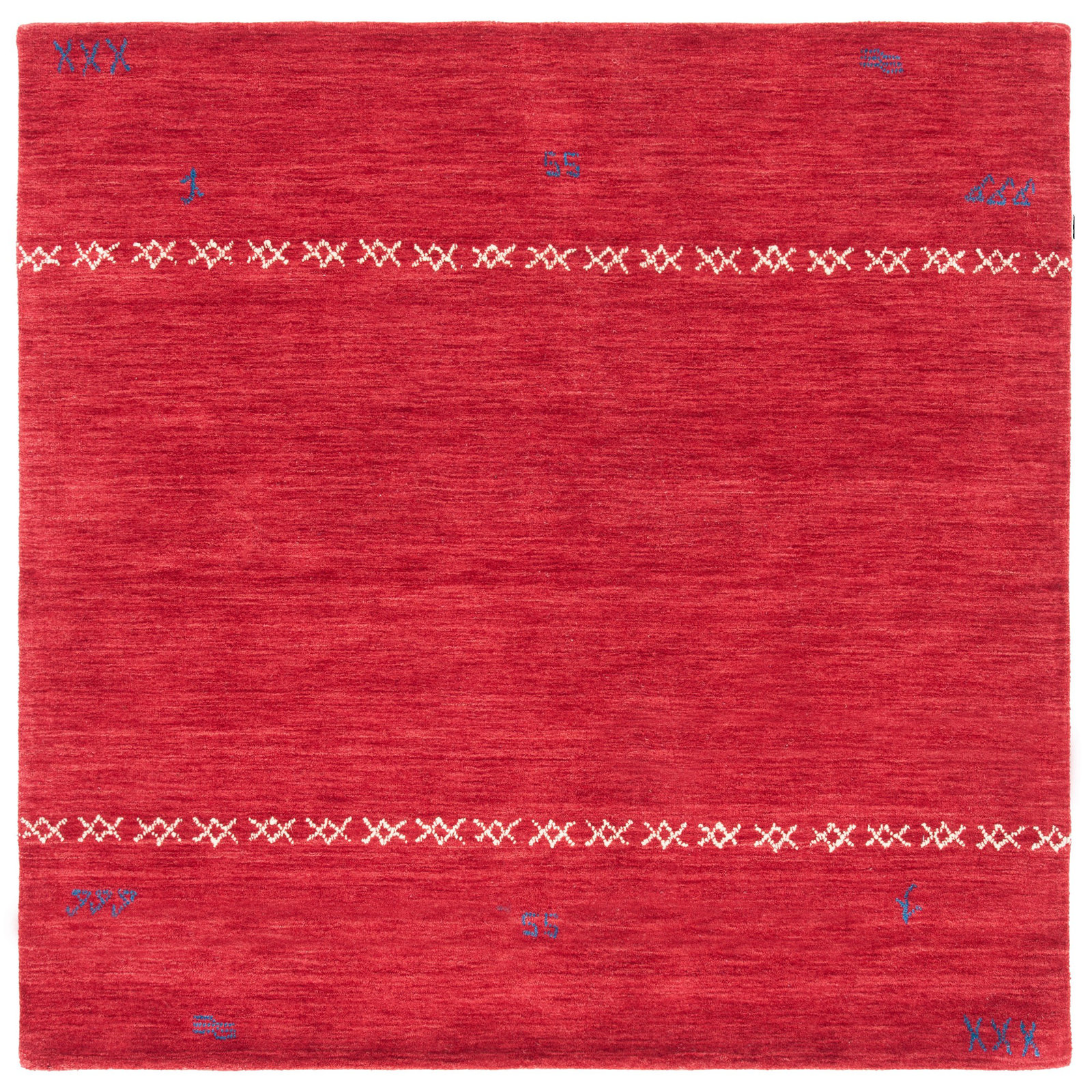 Santiago Red Handmade Wool Geometric Rug, Square 6'