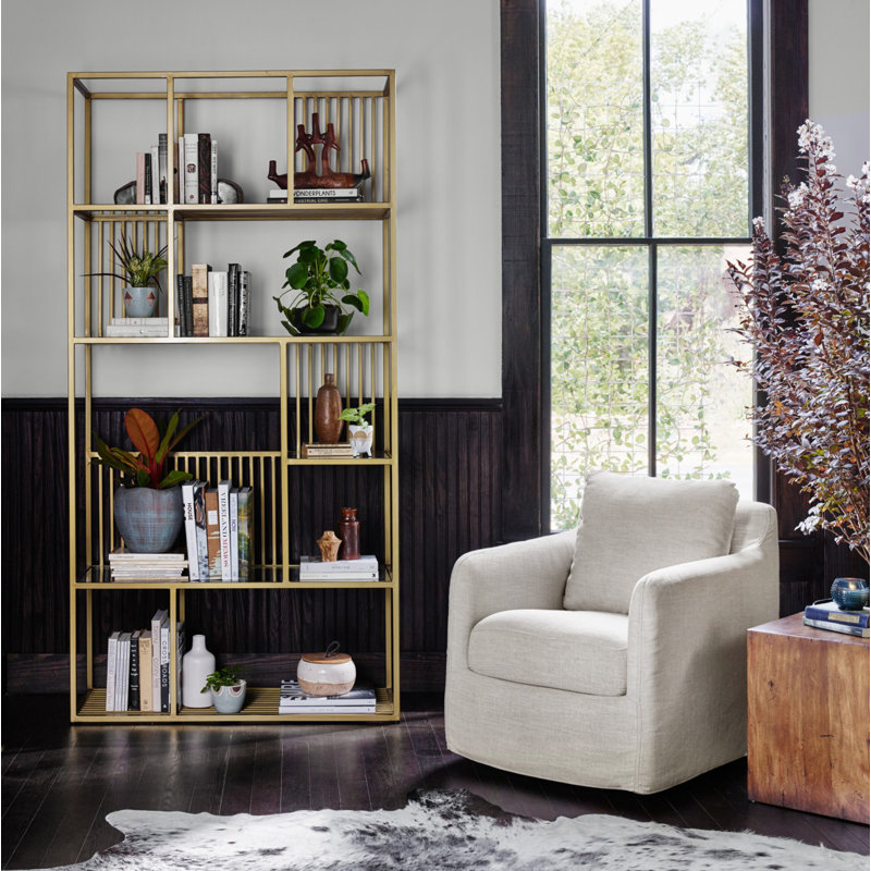 Banks Swivel Slipcovered Armchair, Cambric Ivory