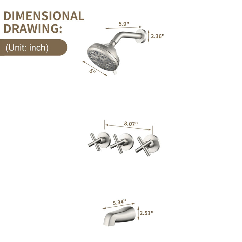 All-In-One Kit with Rough in-Valve, Brushed Nickel