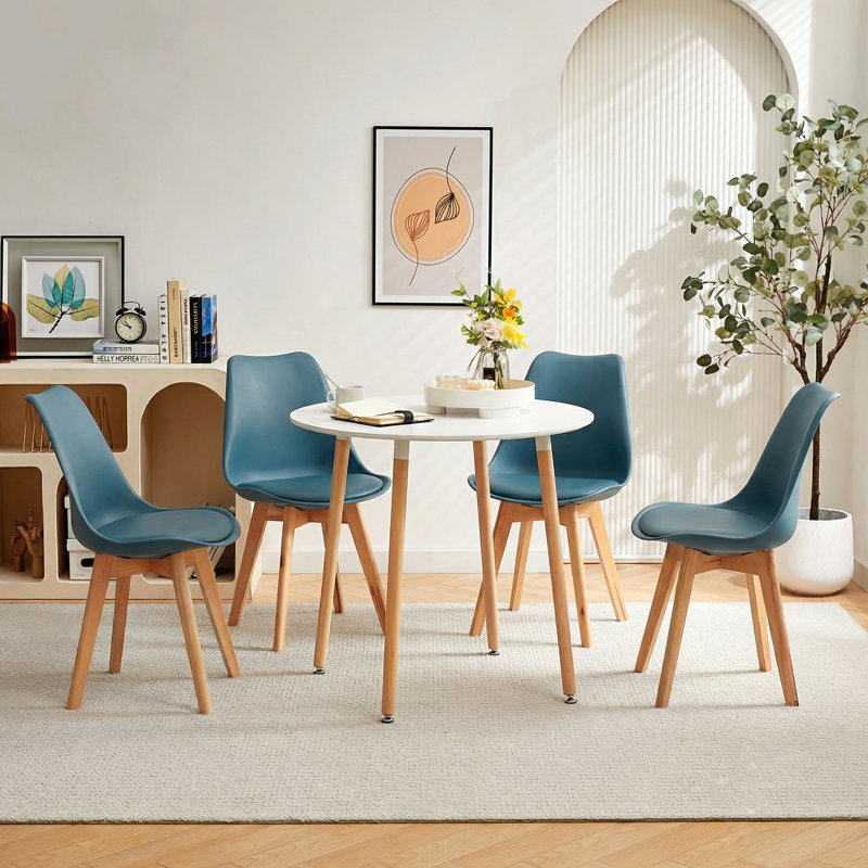 4 - Person Dining Set, White, Aegean Blue