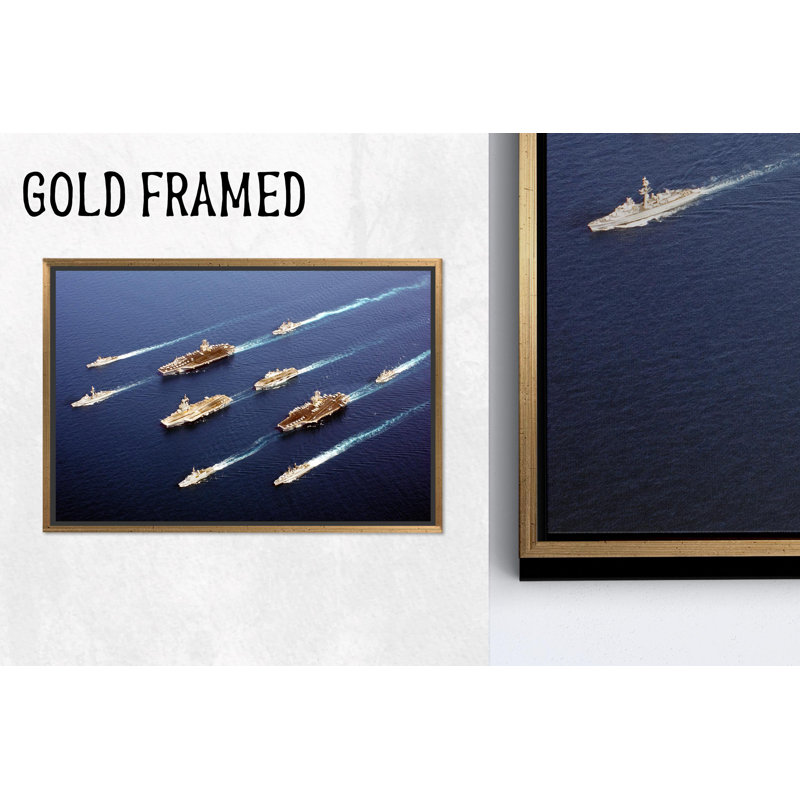 Impression sur toile de marine: art marin moderne, décor de flotte, toiles or encadrées 1P