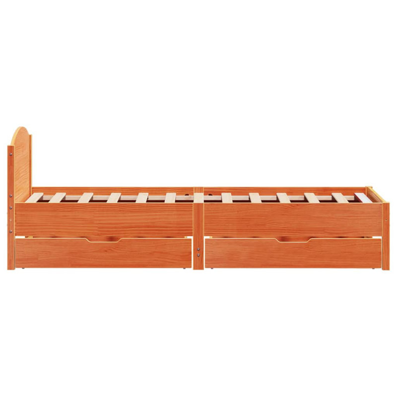 Hoch Solid Wood Storage Bed, Single (3'), Wax Brown