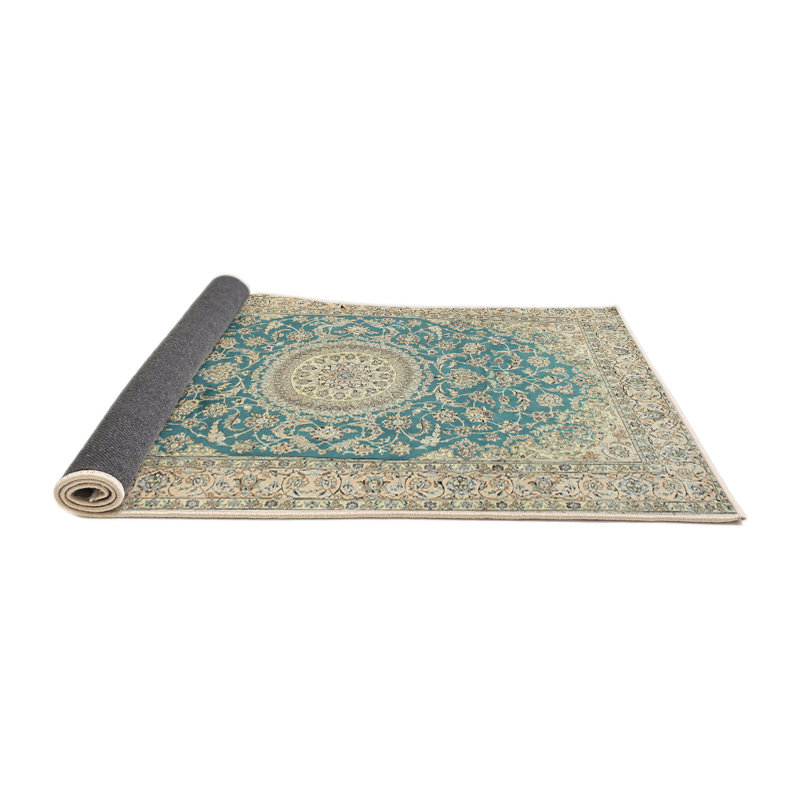 Beige oriental/Tapis décoratif bleu, Rond 7 pi