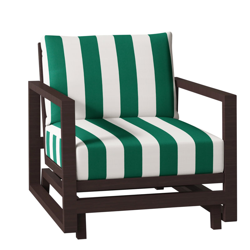 Avondale Patio Lounge Chair with Cushions, Cabana Stripe Midnight, Avondale Aluminum #60 Oak, No Welt