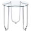 Table de bout ronde moderne avec plateau en verre trempé et structure en chrome
