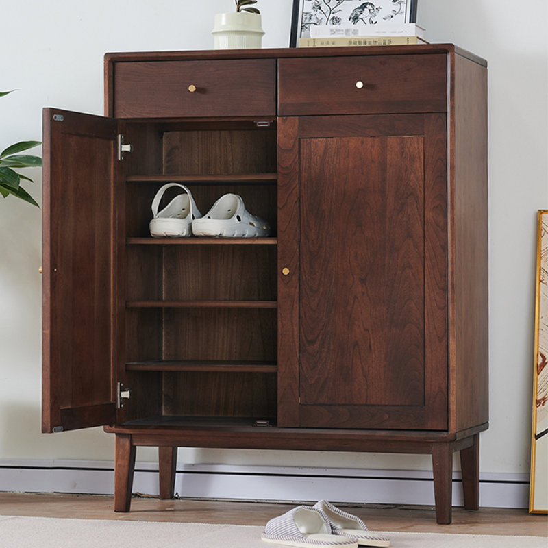 Armoire à chaussures moderne et simple, Bois brun foncé