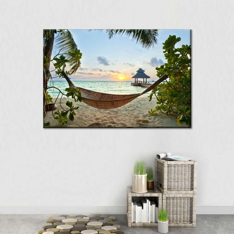 Impression sur toile Maldives Beach Hamac, H 16 po x l 24 po x P 1,25 po