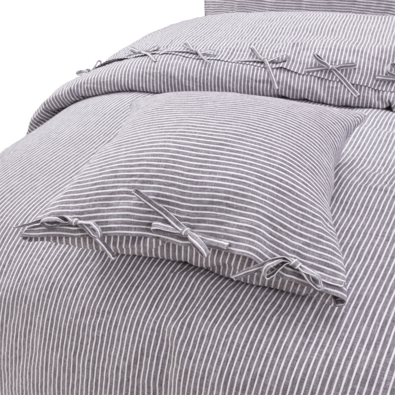 Grant Duvet Cover Set, Queen Duvet Cover + 2 Standard Shams + 2 Throw Pil, Charcoal Gray