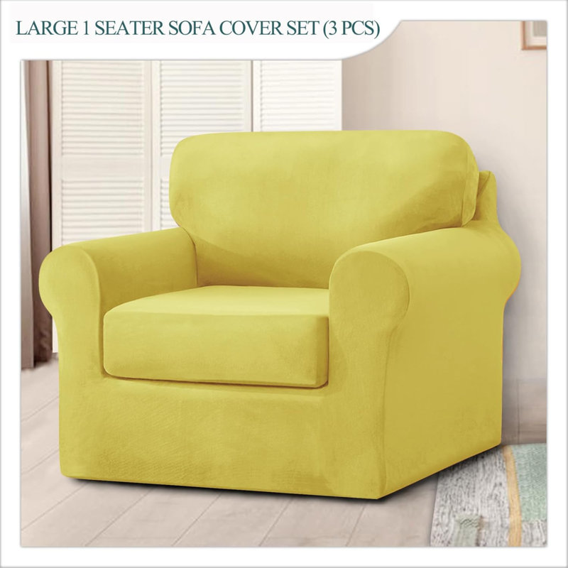Sofa Cover With Separate Seat Cushions And Backrests Stretch Velvet Sofa Slipcover Couch Covers Furniture Protector Split Combined (1 Seat Set 3 PCS)