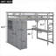 Lit mezzanine double en bois massif gris pleine grandeur pour lit double et petite chambre tout-en-un au design moderne-129382442