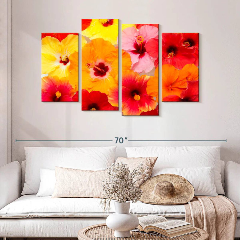 Hibiscus Harnek en été, H 32 po x l 52 po