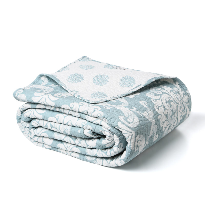 Cotton Reversible Quilt, Chambray, Twin Quilt 