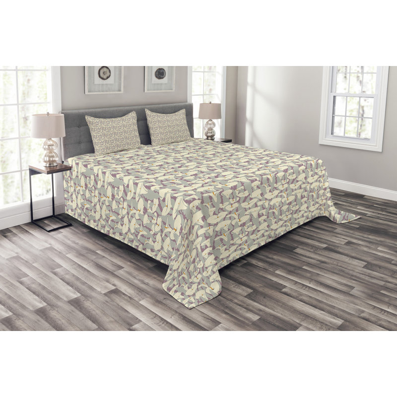 Adriatik Purple/Grey/Beige Microfibre Bedspread Set, 220 x 264 cm