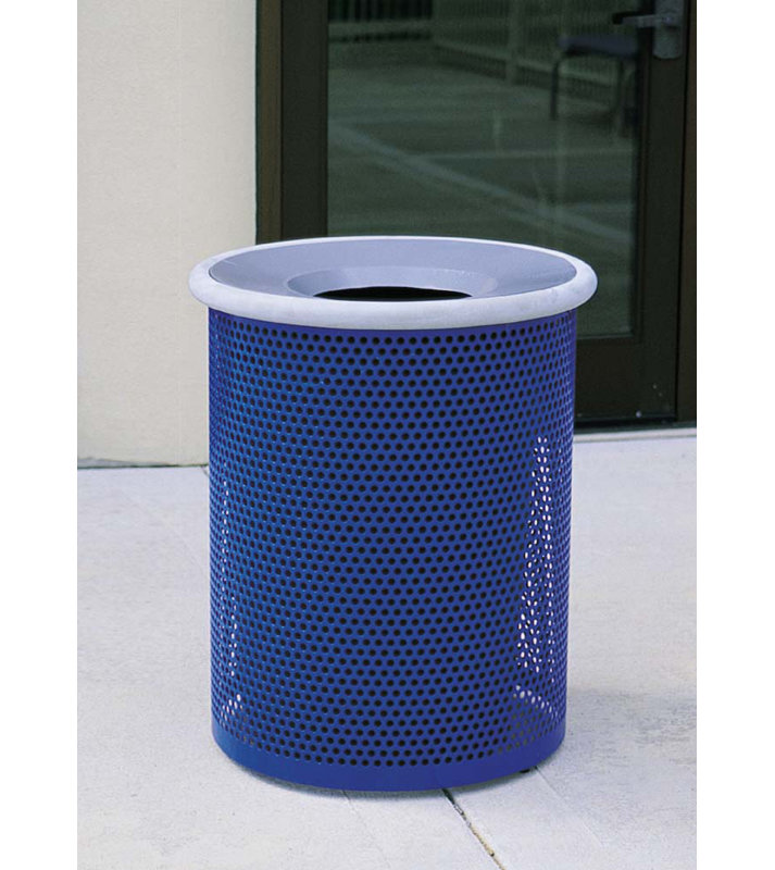 Poubelle en acier, Bleu / Argent, 30, H 28 po x l 22 po x P 22 po