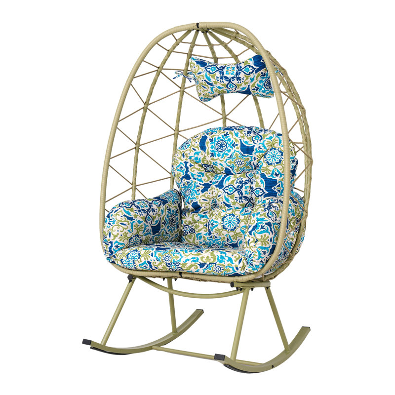 Chaise berçante et berçante de patio pliable, rotin pe moderne pour la maison