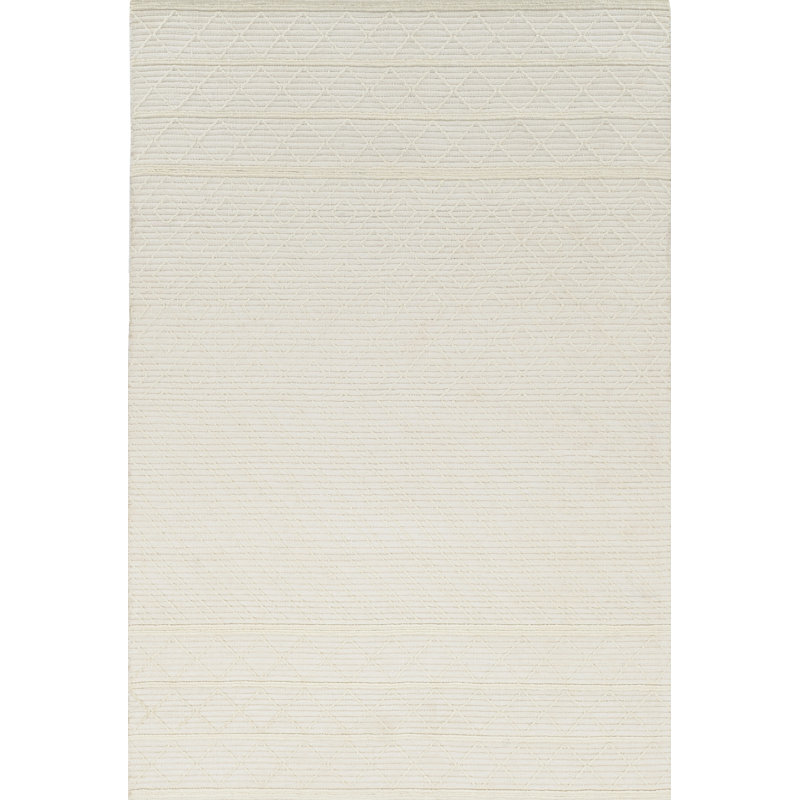 Tapis Lale tissé à la main en laine mélangée de Nouvelle-Zélande, couleur crème, Rectangle 8 pi x 10 pi