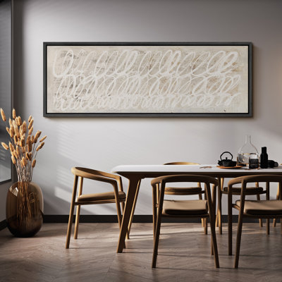 «Abstract Pastel Lines», calligraphie abstraite blanche, rétro, beaux-arts, chambre à coucher très grande, reproduction murale encadrée