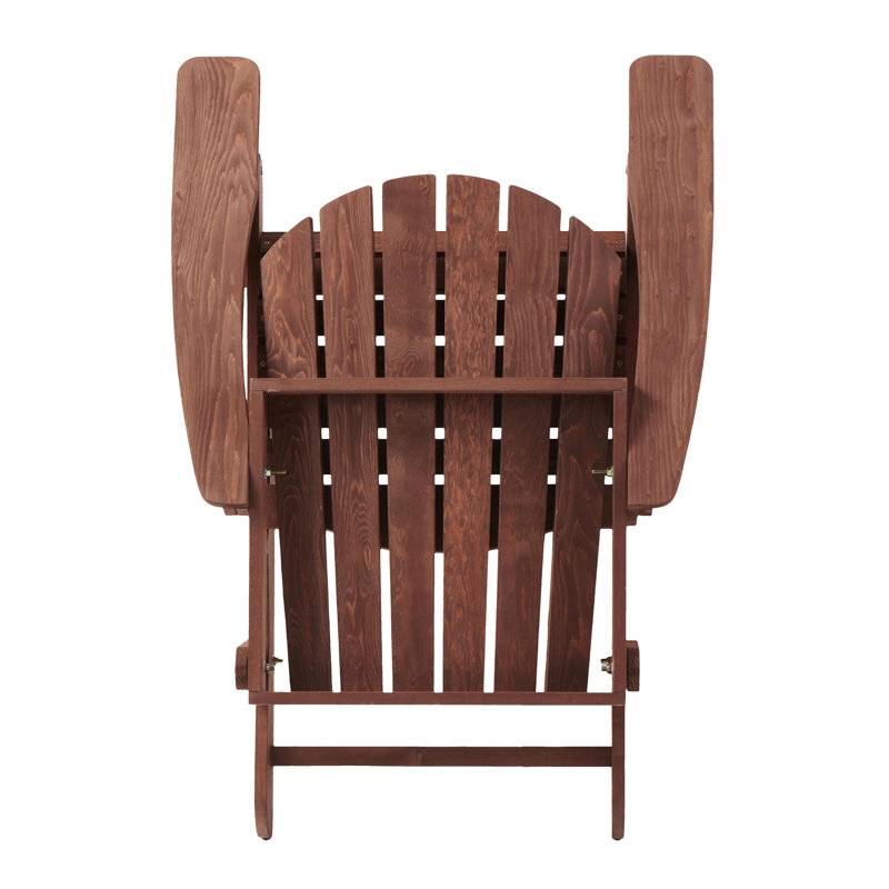 Oversize Wooden Outdoor Folding Adirondack Chair With Pre-Assembled Backrest & Seatboard