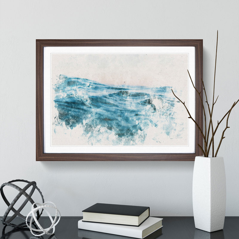 Rising Ocean - Picture Frame Painting Print, 62cm H x 87cm W x 2cm D, Walnut Framed