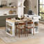 Table de salle à manger extensible avec plateau rabattable, table de bar avec tiroirs, prise électrique et roulettes, idéale pour les cuisines et salles à manger modernes.-959738873