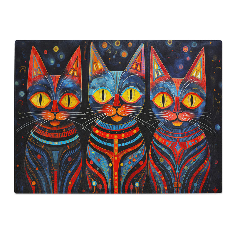Egyptian Cat Watercolour  Glass Chopping Board