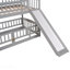 Lit superposé simple avec glissade, lit simple superposé simple avec clôture et échelle pour enfants adolescents gris-1329358436