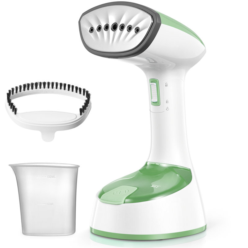 Cuiseur à vapeur portatif 1200 W pliable: réchauffeur rapide, arrêt automatique, fer à repasser à vapeur et éliminateur de plis avec brosse