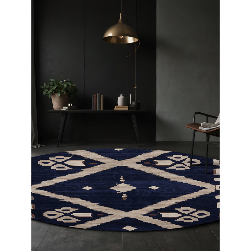 Machine Washable Grey Area Rug, Round 4'