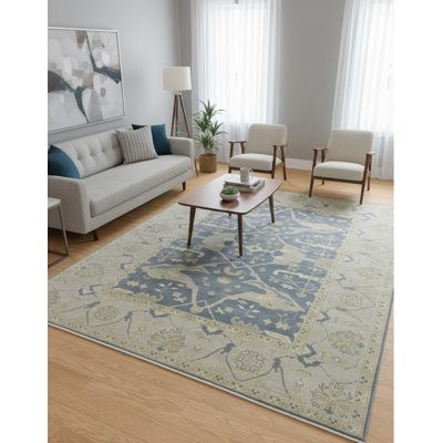 Tapis oriental gris Oushak 10X14 Ogata