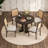 Round Dining Table For 4 With Chairs Set, Extendable Dining Table Set With 16" Removable Middle Leaf 5 Piece Retro Dining Table Set Double Layer Design For Kitchen Dining Room-1145685629