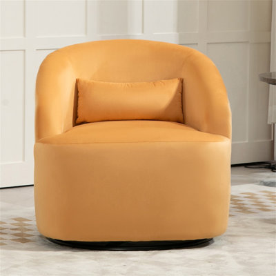 Fauteuil d'appoint pivotant à 360 degrés, fauteuil courbé rembourré en velours, fauteuil de loisirs contemporain entièrement assemblé pour le bureau de la chambre à coucher du salon