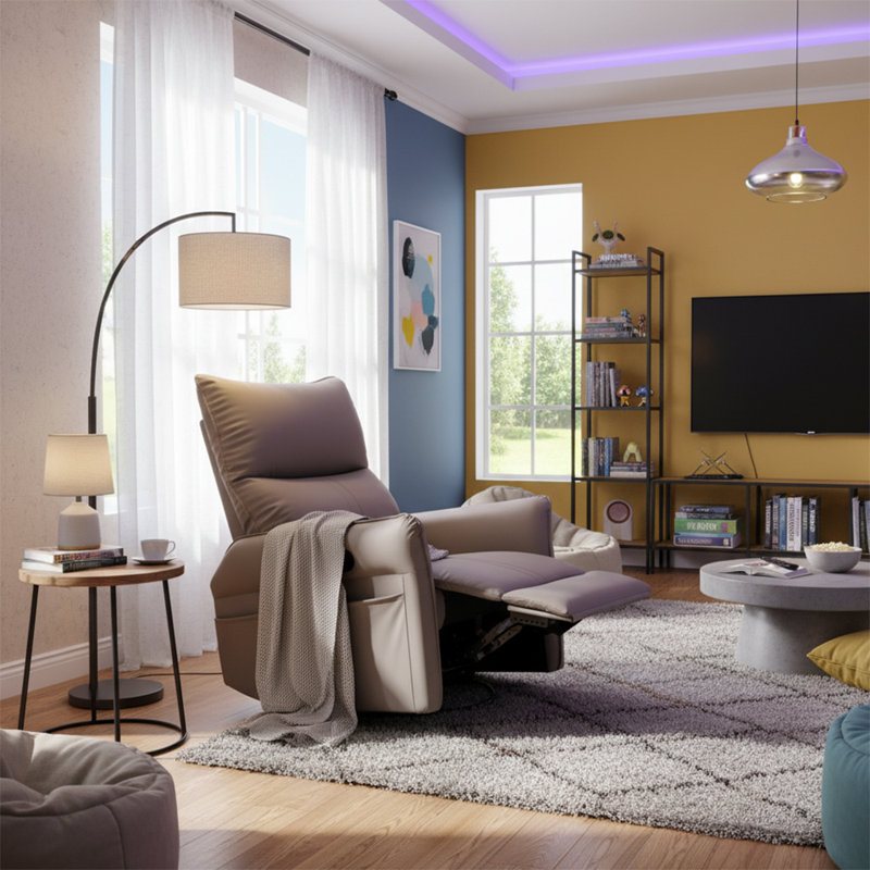 Fauteuil inclinable classique avec chaise berçante et pivotante, Brown