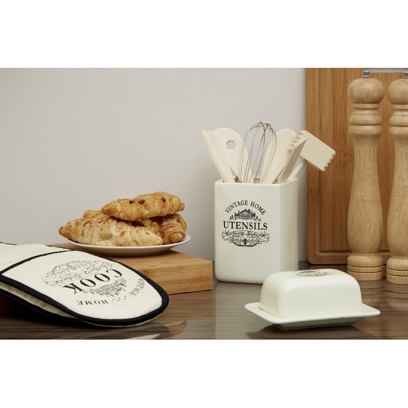 Ceramic / Porcelain Square Utensil Crock