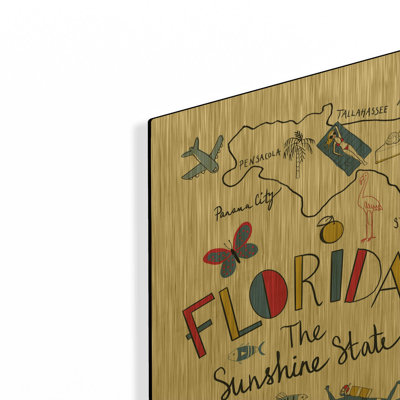 'Florida' By Farida Zaman Gold Metal Wall Art, 24" x 24"