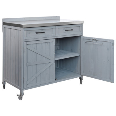 39.4" Outdoor Kitchen Island With Stainless Table Top