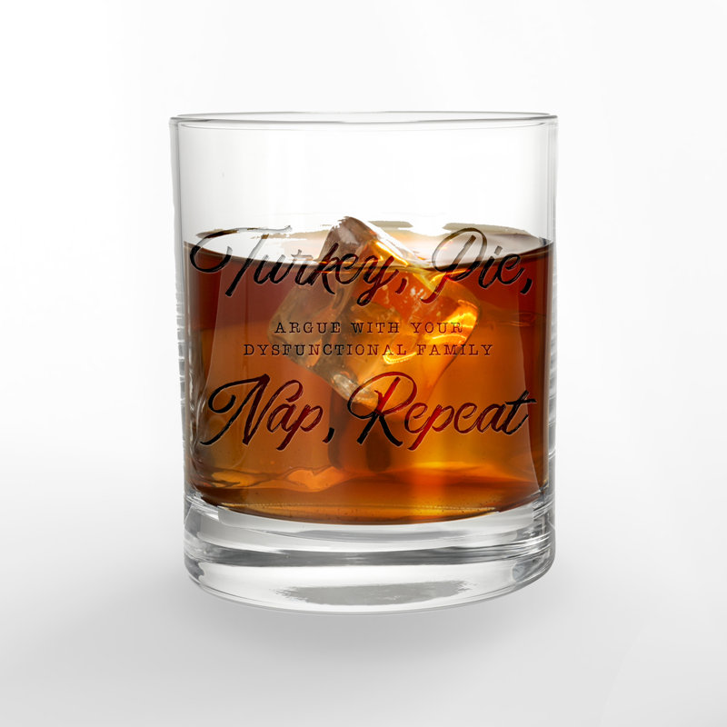 Turkey Pie Nap Repeat Etched Whiskey Glass