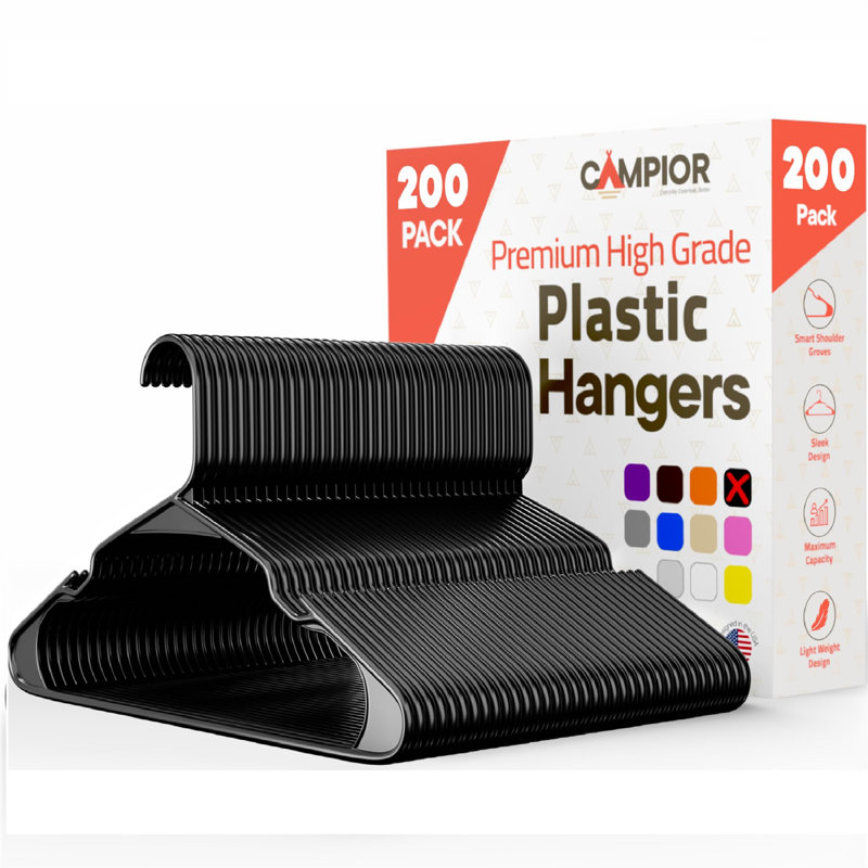 Cintres de qualité supérieure - Conception mince et compacte, plastique léger et durable avec rainures d'épaule intelligentes, utilisation polyvalente pour organiser la lessive, les manteaux et les vêtements