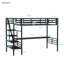 Structure de lit mezzanine en métal avec bureau, aucun sommier nécessaire, simple