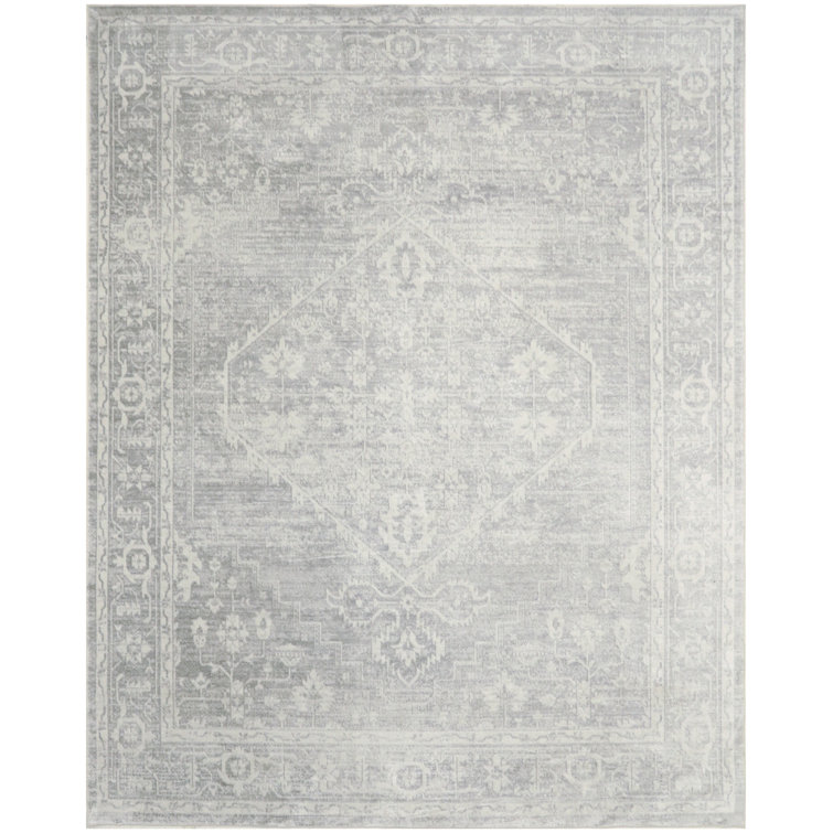 Bungalow Rose Harleigh Machine Washable Light Grey Vintage Indoor Rug