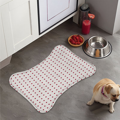 Red Polka Style - 1 Piece Bone Shape Feeding Mat