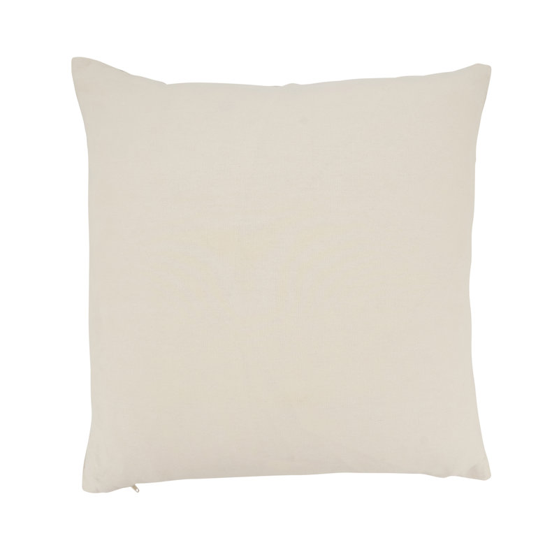 Gray Cotton Pom Pom Square Throw Pillow