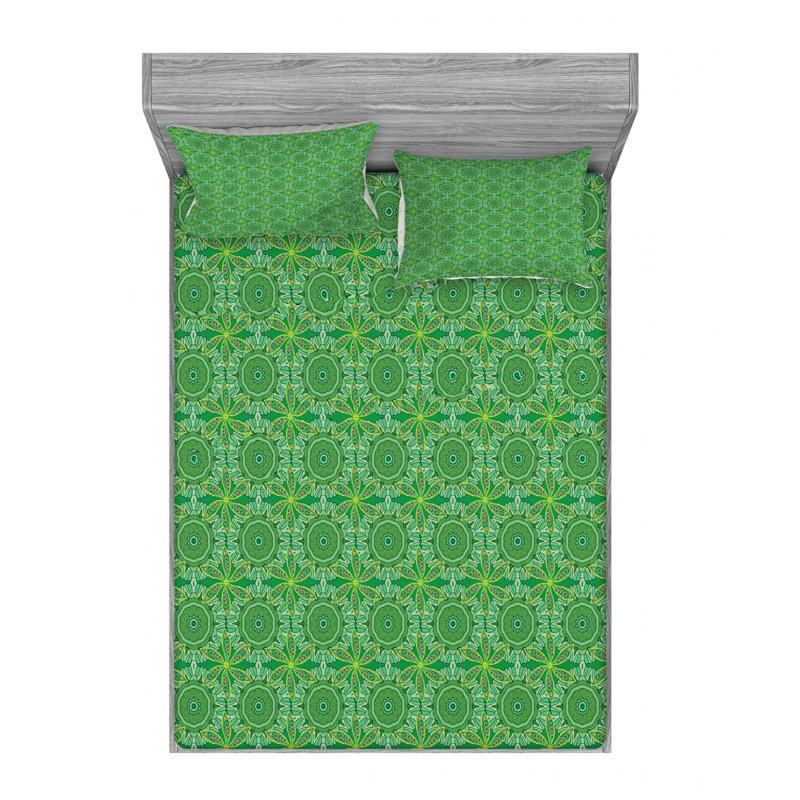 Microfiber Floral Fitted Sheet, Pink/Green Floral, Full/Double Fitted Sheet