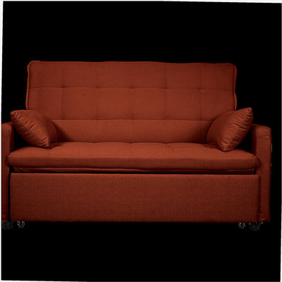 61-inch large-size living room/bedroom fabric sofa bed combination, reinforced iron frame, storage pockets on both sides, adjustable backrest.
