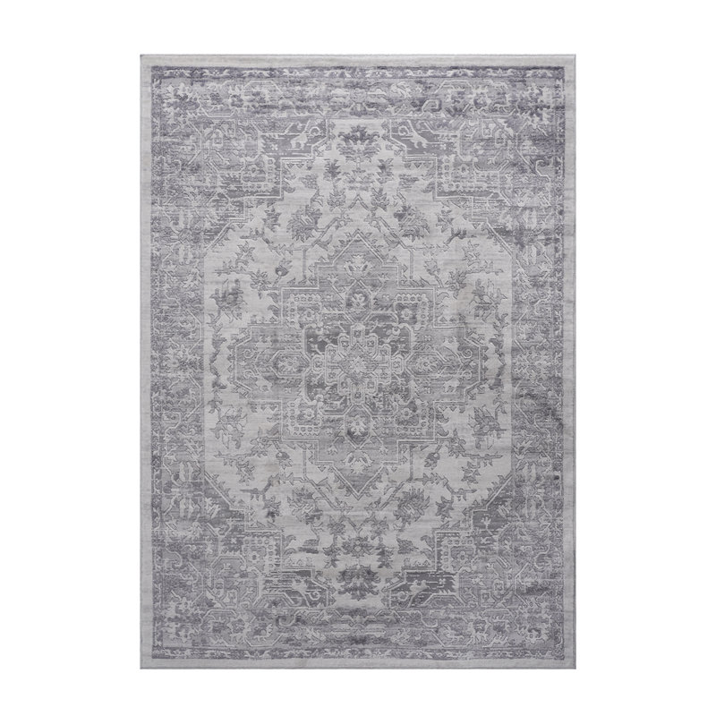 Tapis oriental argent 2X3, résistant aux taches et sans perte de poils, pour le salon, la chambre à coucher, la salle à manger et le bureau personnel