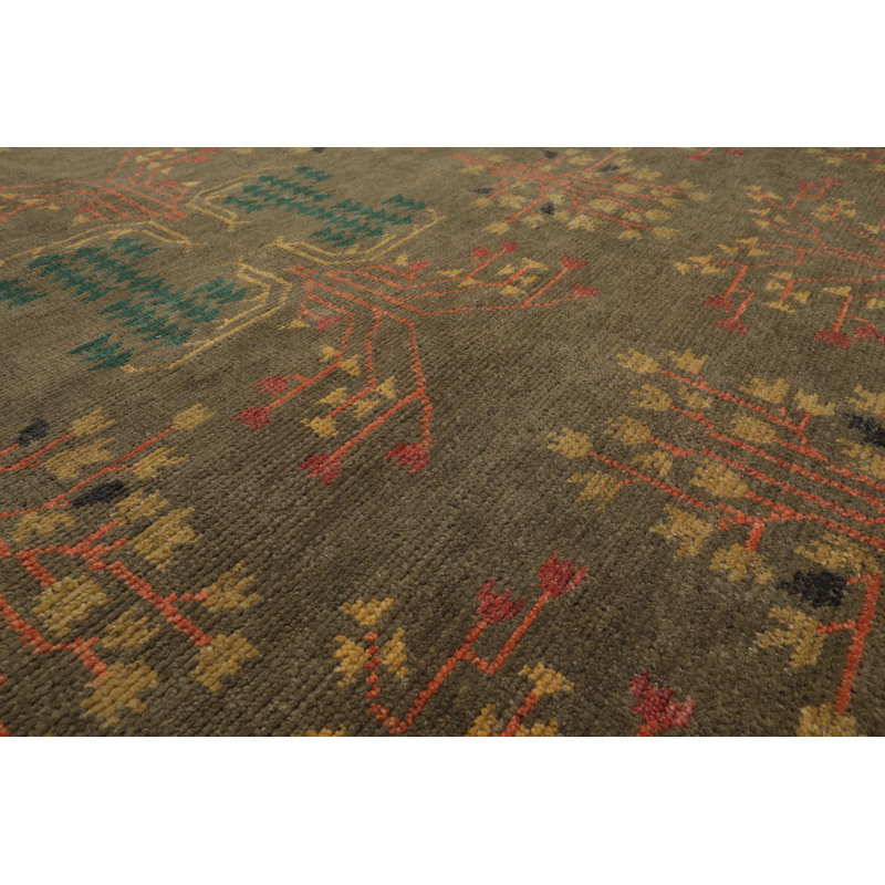 Tapis multicolore en laine noué à la main artisanat / Mission Donegal, Rectangle de 5 pi x 8 pi