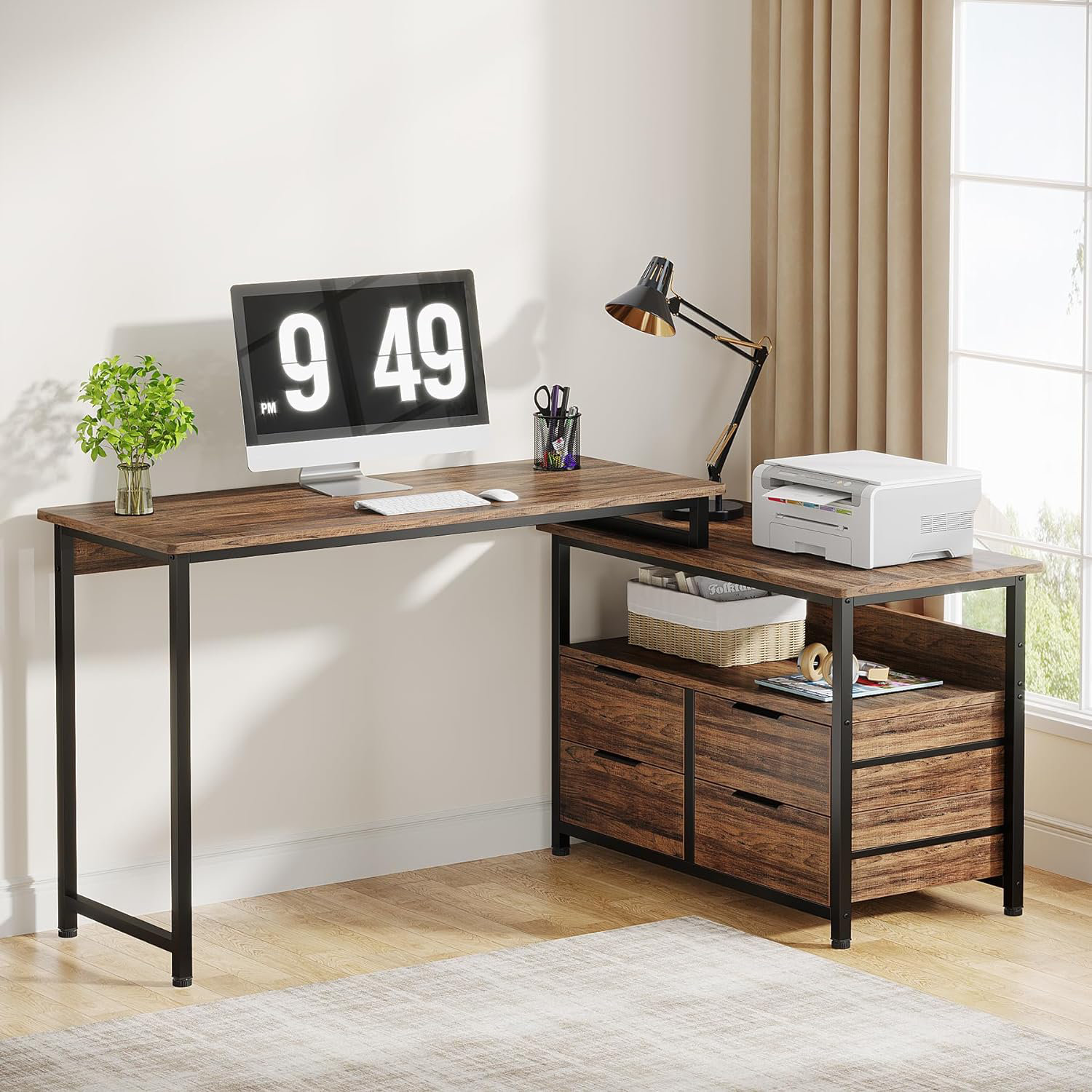 17 Stories Rubaab L Shaped Metal Base Computer Desk Wayfair Canada 3531