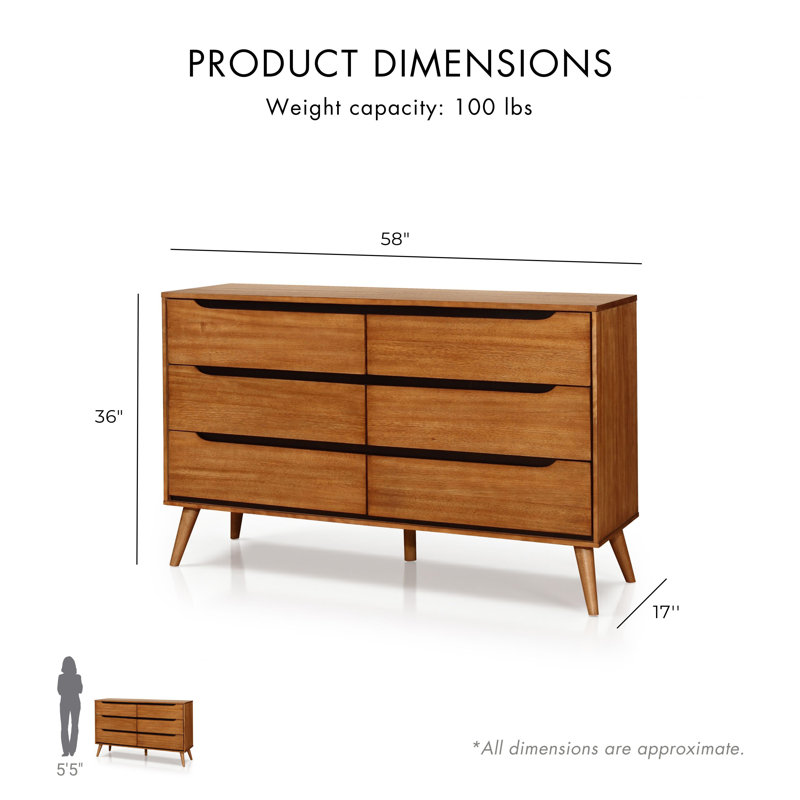 Stalter 58'' W 6 - Drawer Dresser, Oak