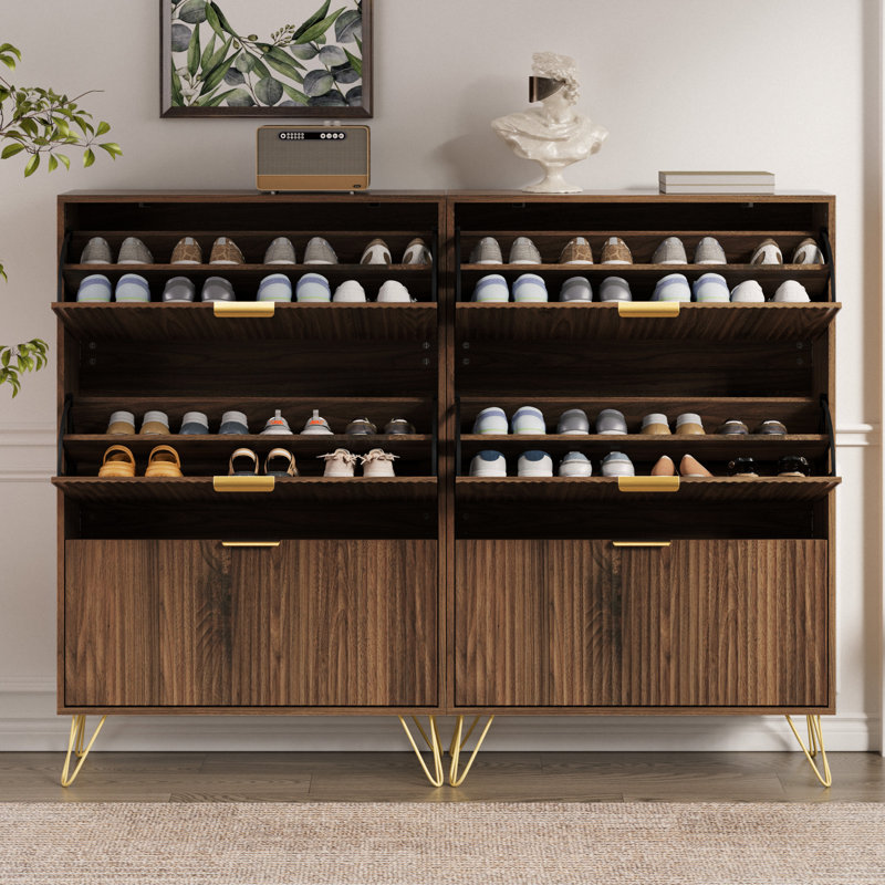 Rangement à chaussures 24 paires, 48" H x 31.5" W x 9.4" D, Noyer
